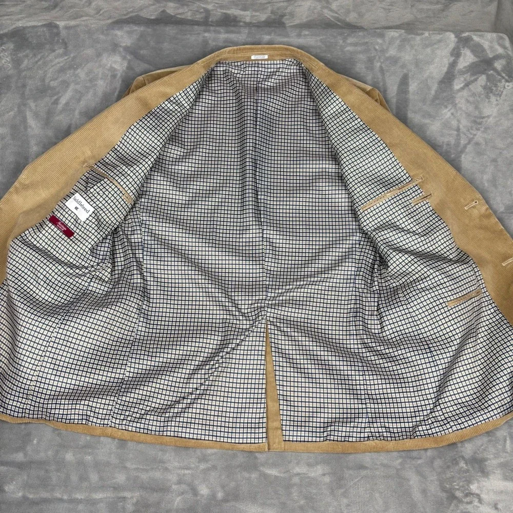 Saddlebred Heritage Corduroy Blazer Tan‎ Elbow Patches Mens 42L